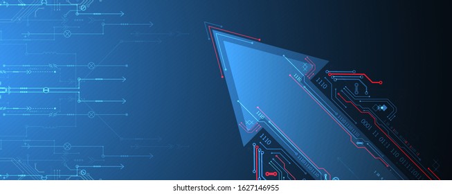 Abstract technology circuit board. Communication concept. Arrow theme.