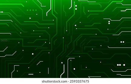 Abstract technology circuit board dark green background. Dynamic shapes composition. Vector illustration