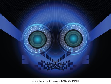Abstract technology circuit board digital technologies. vector technology background. EPS10 illustration with shapes, lines, circle, square and slanting lines. Technology on dark blue background.