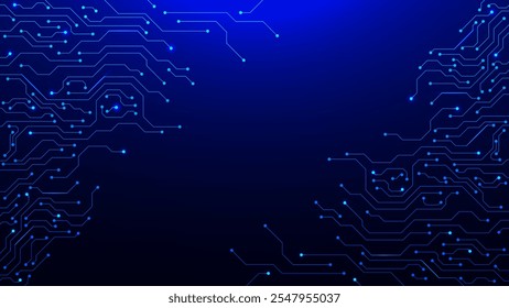 Abstract technology circuit board. Electronic engineering, cyber connection, network and artificial intelligence concept background. Vector illustration