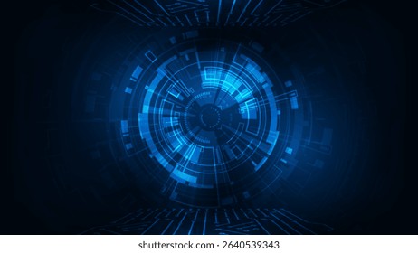 Abstract technology circuit board with line circuit innovation concept on blue background
