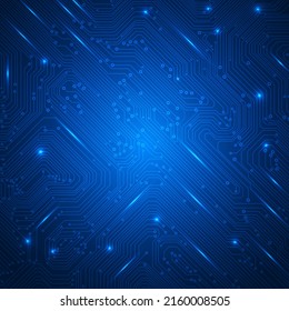 Resumen del fondo del procesador de las líneas de circuitos de tarjetas de circuitos de la tecnología. Vector de concepto digital futurista electrónico integrado azul.