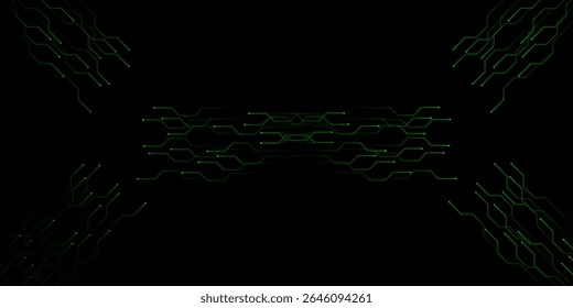 Placa de circuito de tecnologia abstrata em fundo verde. moderno design moderno sub ou web