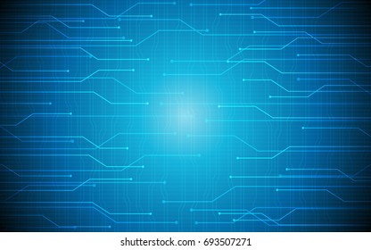 Abstract technology circuit board pattern on dark blue color background