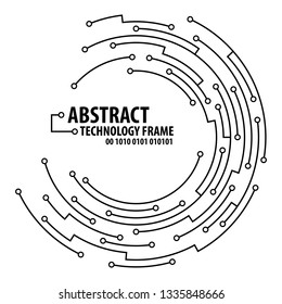 Abstract technology circuit board round frame. Vector illutration