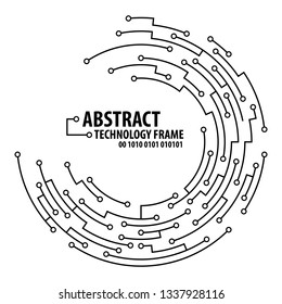 Abstract technology circuit board round frame. Vector illutration