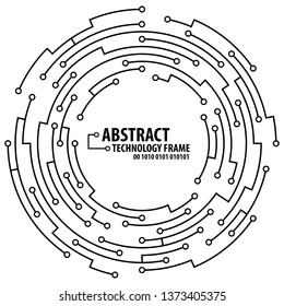 Abstract technology circuit board round frame. Vector illutration