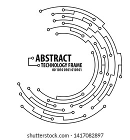 Abstract technology circuit board round frame. Vector illutration