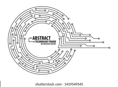 Abstract technology circuit board round frame. Vector illutration