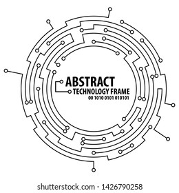 Abstract technology circuit board round frame. Vector illutration