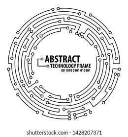 Abstract technology circuit board round frame. Vector illustration