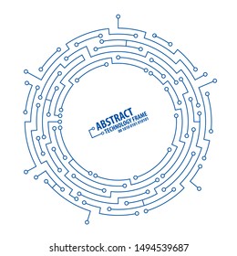 Abstract technology circuit board round frame. Vector illutration