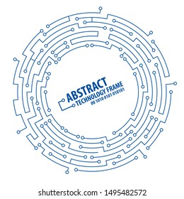 Abstract technology circuit board round frame. Vector illutration
