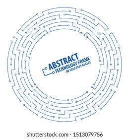 Abstract technology circuit board round frame. Vector illutration