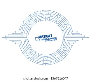 Abstract technology circuit board round frame. Vector illutration