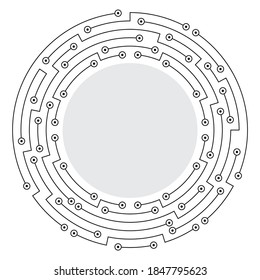 Abstract technology circuit board round frame. Vector illutration