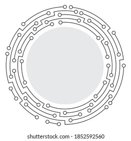 Abstract technology circuit board round frame. Vector illutration