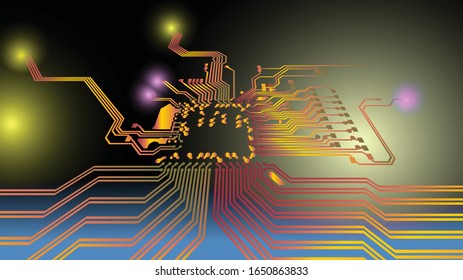 Abstract technology circuit board vector background. 3d ilustration. eps10.