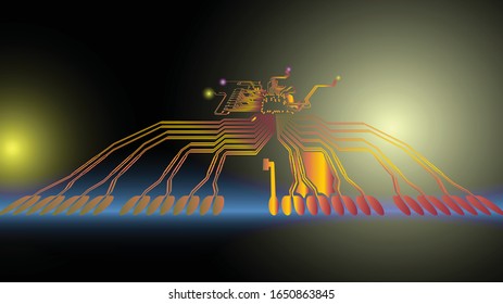 Abstract technology circuit board vector background. 3d ilustration. eps10.