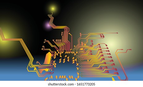 Abstract technology circuit board vector background. 3d ilustration. eps10.