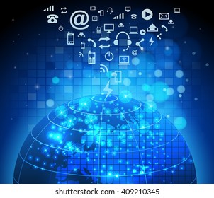 Abstract technology circuit board with world Vector background