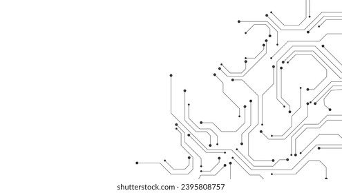 Abstraktes Technologie-Schaltbild auf weißem Hintergrund.High-Tech-Schaltbrettnetzsystem.Vektor abstrakte Technologie auf weißem Hintergrund.	