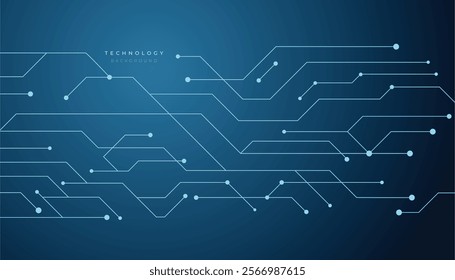 Abstract Technology Circuit Lines on Blue Background