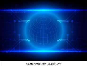 Abstract technology circuit with sphere grid background, Vector illustration