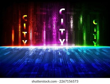 Abstract technology City background Hitech. Perspective Distort, vector illustration. For use in graphics or product components.