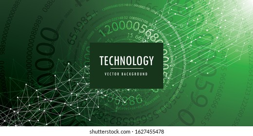 Abstract technology code green background