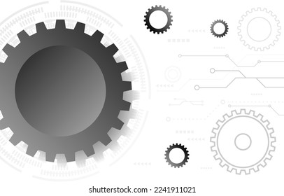 Abstract technology cog gear wheels circle background vector illustration Gear blueprint technical background. Cogs and wheels in black and white color. Abstract parts of engine. Vector illustration.
