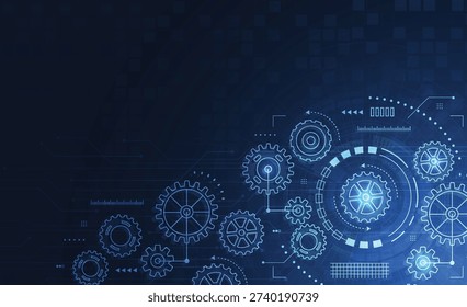 Abstract technology cogs and gear wheel mechanism background design. Machine engineering design. Vector illustration