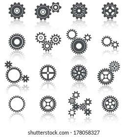 Abstract technology cogs wheels and gears icons set vector illustration