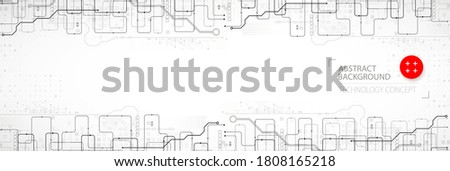 Abstract technology cogwheel concept. Circuit board, high computer color background. Vector illustration with space for content, web - template, business tech presentation.