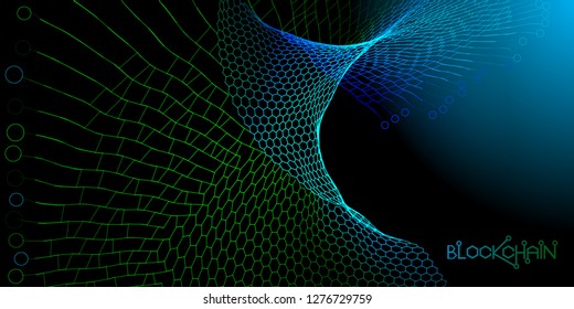 Abstract  technology color background. 3D concept blockchain . Vector illustration.