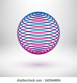Abstract technology colorful sphere with realistic shadow and light background for internet sites, web user interfaces (ui) and applications (apps). Vector illustration.