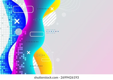 Resumo da comunicação da tecnologia. Design de banner de rede de pixel digital