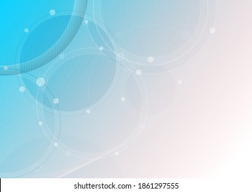 Abstract technology communication with connected geometric circles line on light blue background. Science concept. Vector illustration