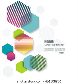 Abstract technology communication design with hexagons.
