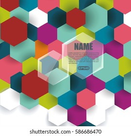 Abstract technology communication design with hexagons.