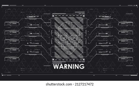 Abstract technology communication design. HUD interface with attention sign. Security concept. Vector illustration.