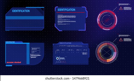 Abstract technology communication design innovation concept background.Vector abstract graphic design.Warning frame. Abstract tech design Blue and red futuristic frame in modern HUD style background.
