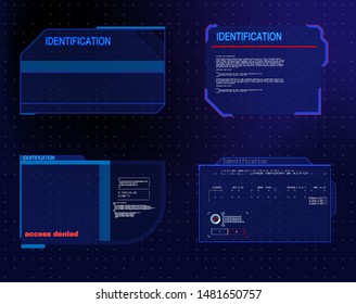Abstract technology communication design innovation concept background.Vector abstract graphic design.Warning frame. Abstract tech design Blue and red futuristic frame in modern HUD style background.
