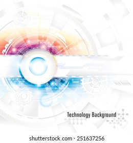 Abstract technology composition background in blue and red.