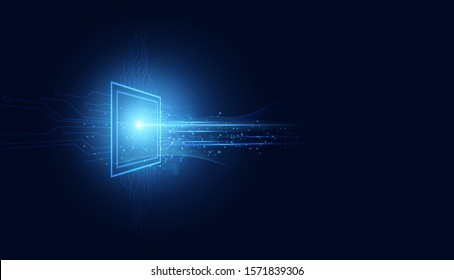 Abstract technology computing chipset on circuit board concept working data of Artificial intelligence and futuristic digital for future on dark blue background.