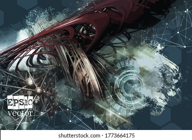 Abstract technology concept background ready for presentation, vector 3D illustration