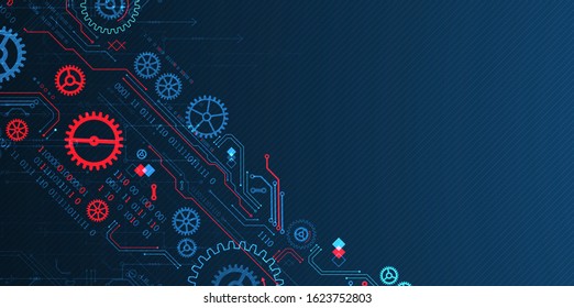 Abstract technology concept. Background with various cogwheels. Vector illustration.