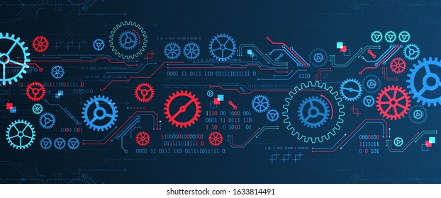 Abstract technology concept. Background with various cogwheels. Vector illustration.