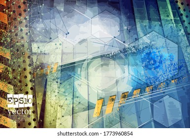 Abstract technology concept background, vector 3D illustration