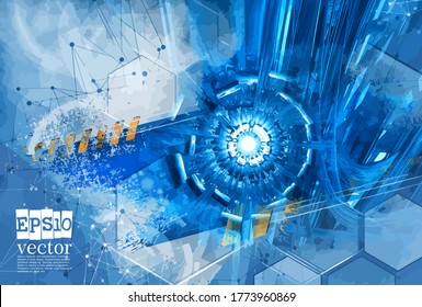 Abstract technology concept background, vector 3D illustration